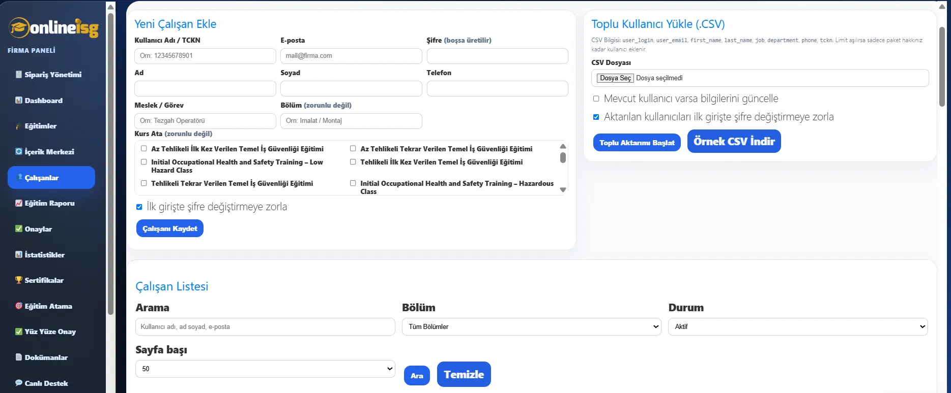 NİG LMS kurumsal eğitim yönetim paneli