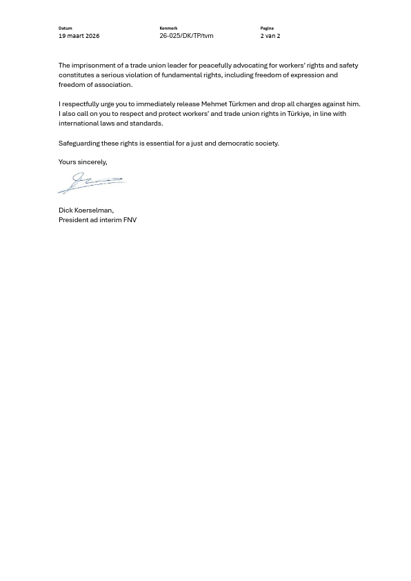 Uluslararası sendikadan Mehmet Türkmen çağrısı! 2